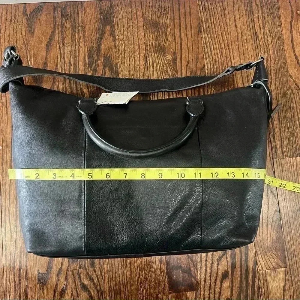 The Sak Sierra Black Leather Double Handled Satchel Purse Bag Shoulder Strap - Picture 13 of 16
